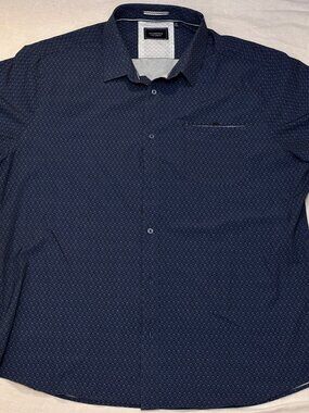 7 Diamonds 4 Way Stretch Shirt Mens XXL blue Short Sleeve Button Up Performance